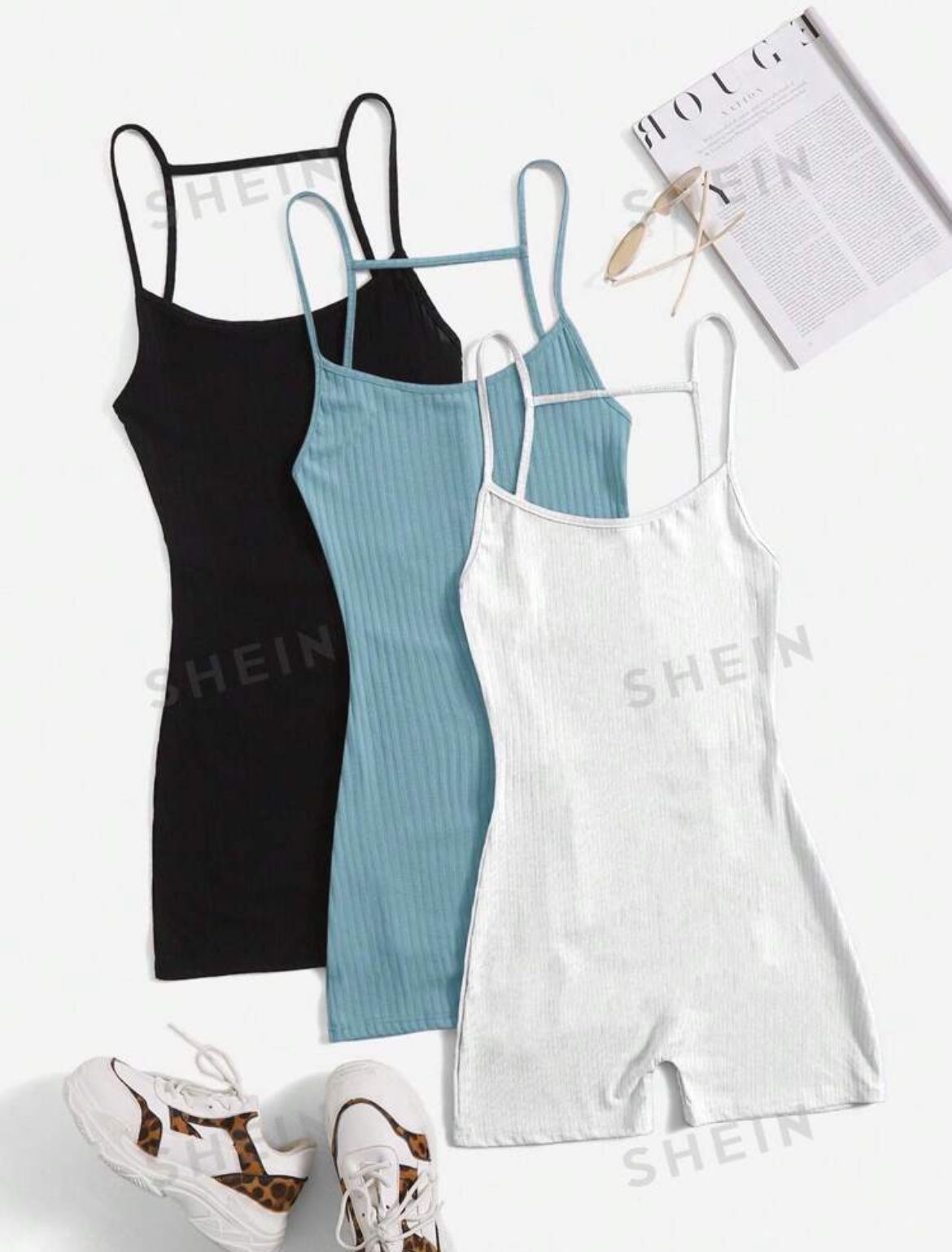 women's 3 Piece Sleeveless Cami Rompers 2024 Casual Summer Workout Athletic Rompers Shorts Jumpsuit Outfit. Can be purchased single (1)