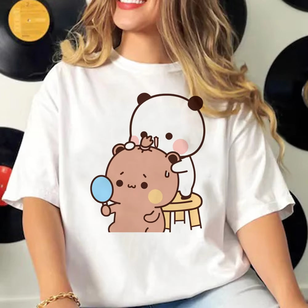 Bubu and Dudu T Shirt Women Comic T-Shirts Girl Y2K Funny Japanese Clothing