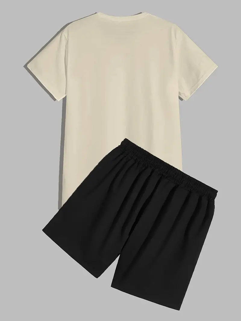 Milano Italia Letter Print Men's Outfits Crew Neck Short