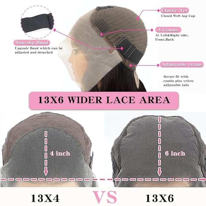 Brazilian 12A 13x6 Deep Wave Lace Front Wigs Human Hair 220% Density 13x6 HD Transparent Lace Frontal Wigs for Women Deep Curly Glueless Wigs Human Hair Pre Plucked with Baby Hair Natural Black 26 Inch