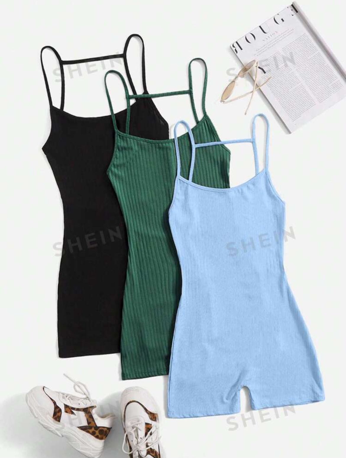 women's 3 Piece Sleeveless Cami Rompers 2024 Casual Summer Workout Athletic Rompers Shorts Jumpsuit Outfit. Can be purchased single (1)