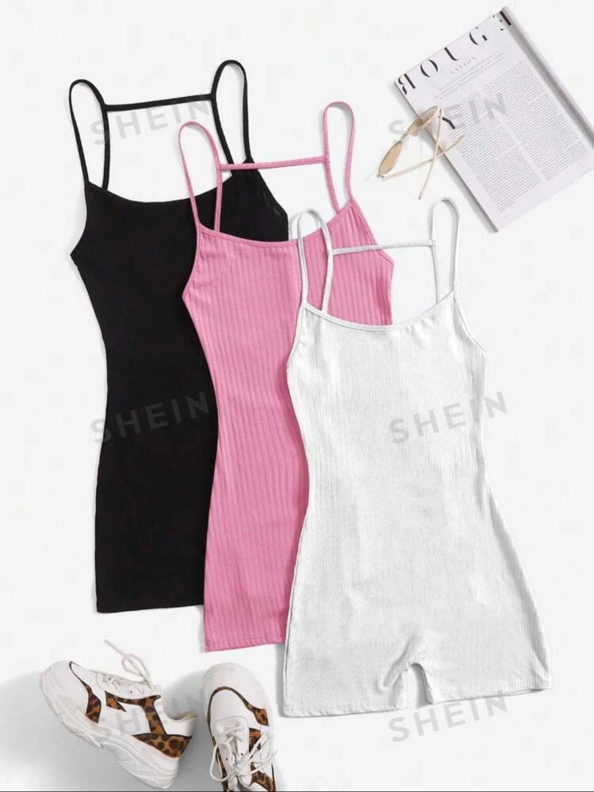 women's 3 Piece Sleeveless Cami Rompers 2024 Casual Summer Workout Athletic Rompers Shorts Jumpsuit Outfit. Can be purchased single (1)