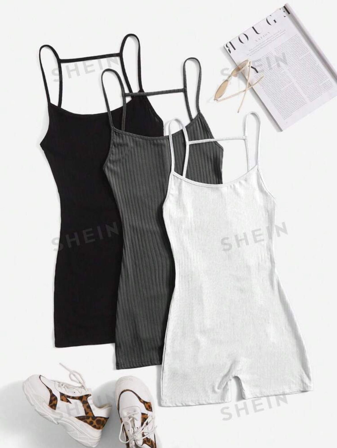 women's 3 Piece Sleeveless Cami Rompers 2024 Casual Summer Workout Athletic Rompers Shorts Jumpsuit Outfit. Can be purchased single (1)