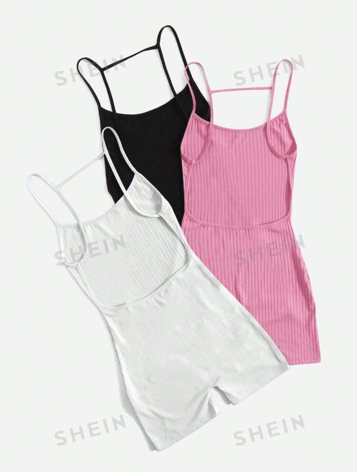 women's 3 Piece Sleeveless Cami Rompers 2024 Casual Summer Workout Athletic Rompers Shorts Jumpsuit Outfit. Can be purchased single (1)