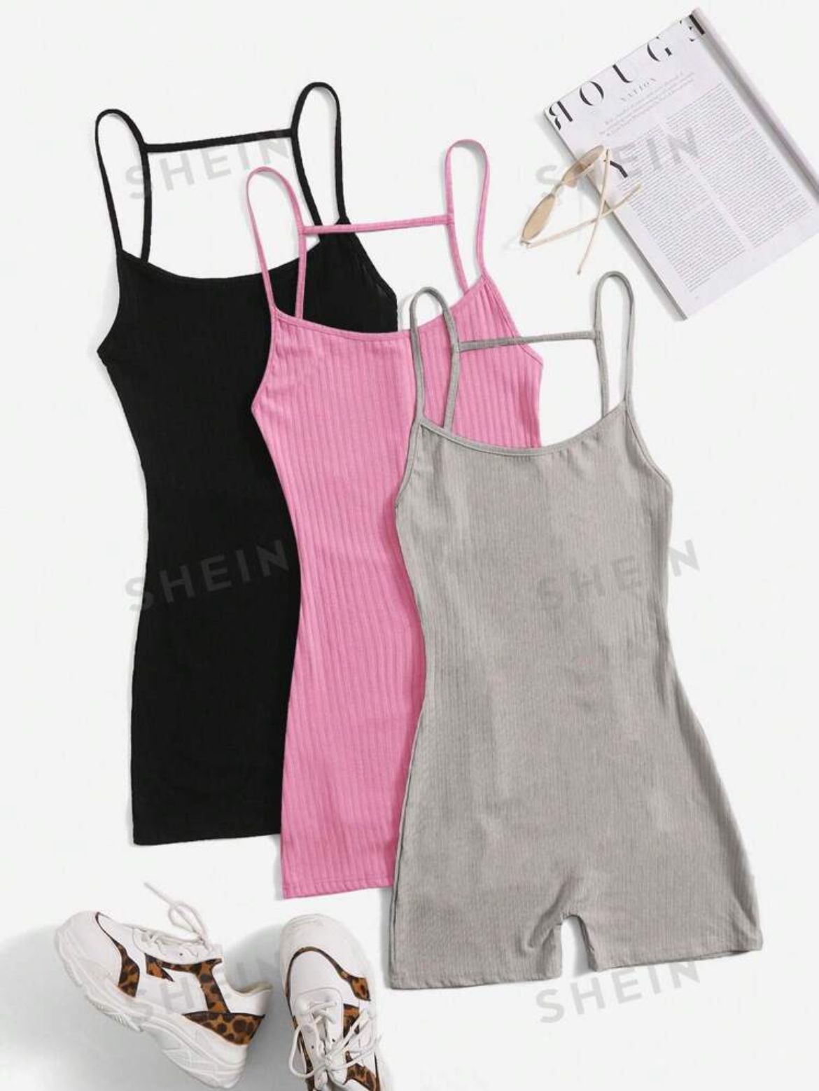 women's 3 Piece Sleeveless Cami Rompers 2024 Casual Summer Workout Athletic Rompers Shorts Jumpsuit Outfit. Can be purchased single (1)