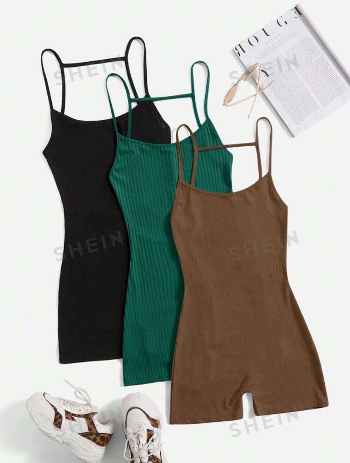women's 3 Piece Sleeveless Cami Rompers 2024 Casual Summer Workout Athletic Rompers Shorts Jumpsuit Outfit. Can be purchased single (1)