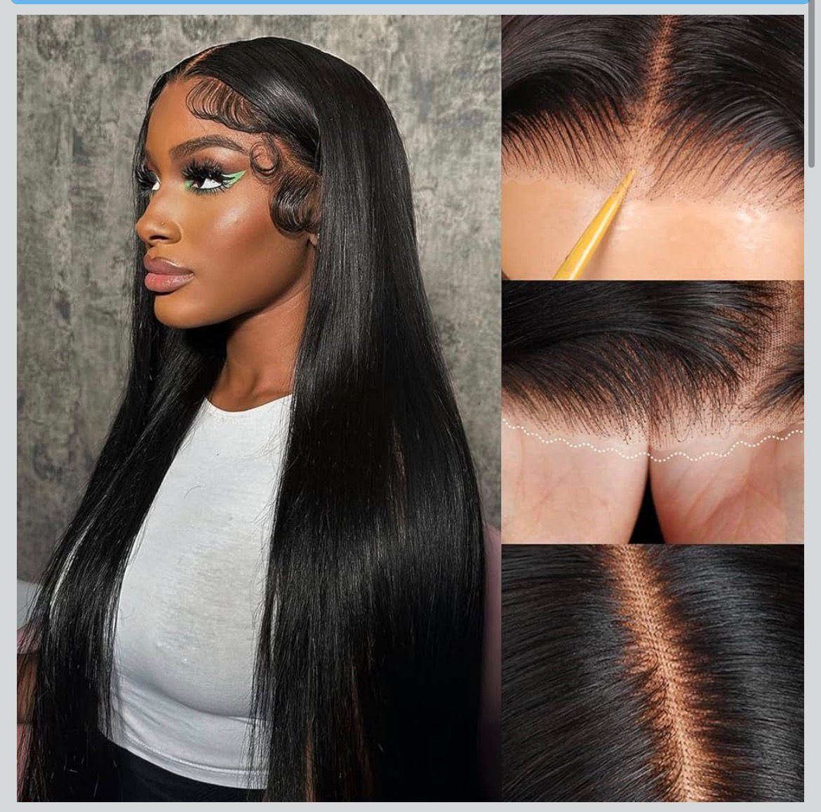 30 Inch Human Hair Wig 13x6 Lace Front Wigs Human Hair 200 Density HD Transparent Straight Lace Front Wigs Pre Plucked Glueless Lace Frontal Wigs Natural Black Color