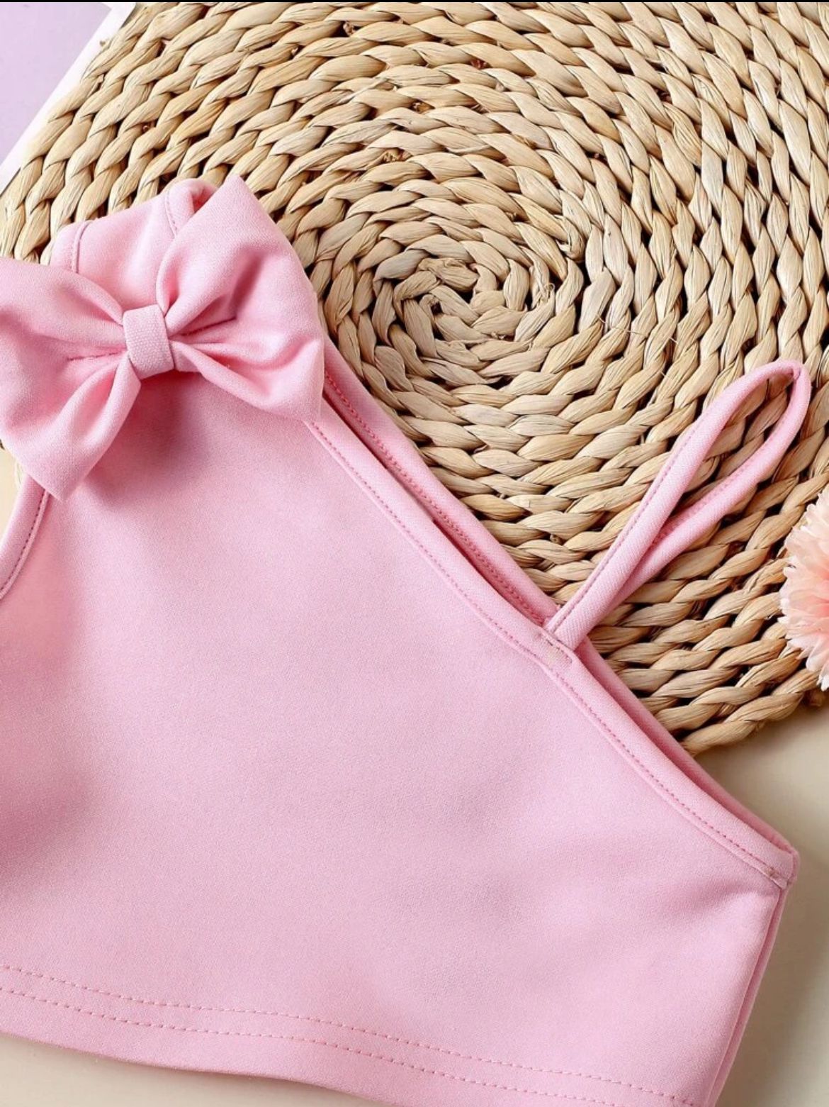 Young Girl Bow Front Cami Top & Fold Pleated Skirt