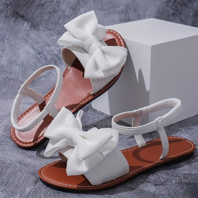 Womens Stylish Bowknot Fabric Flat Sandals