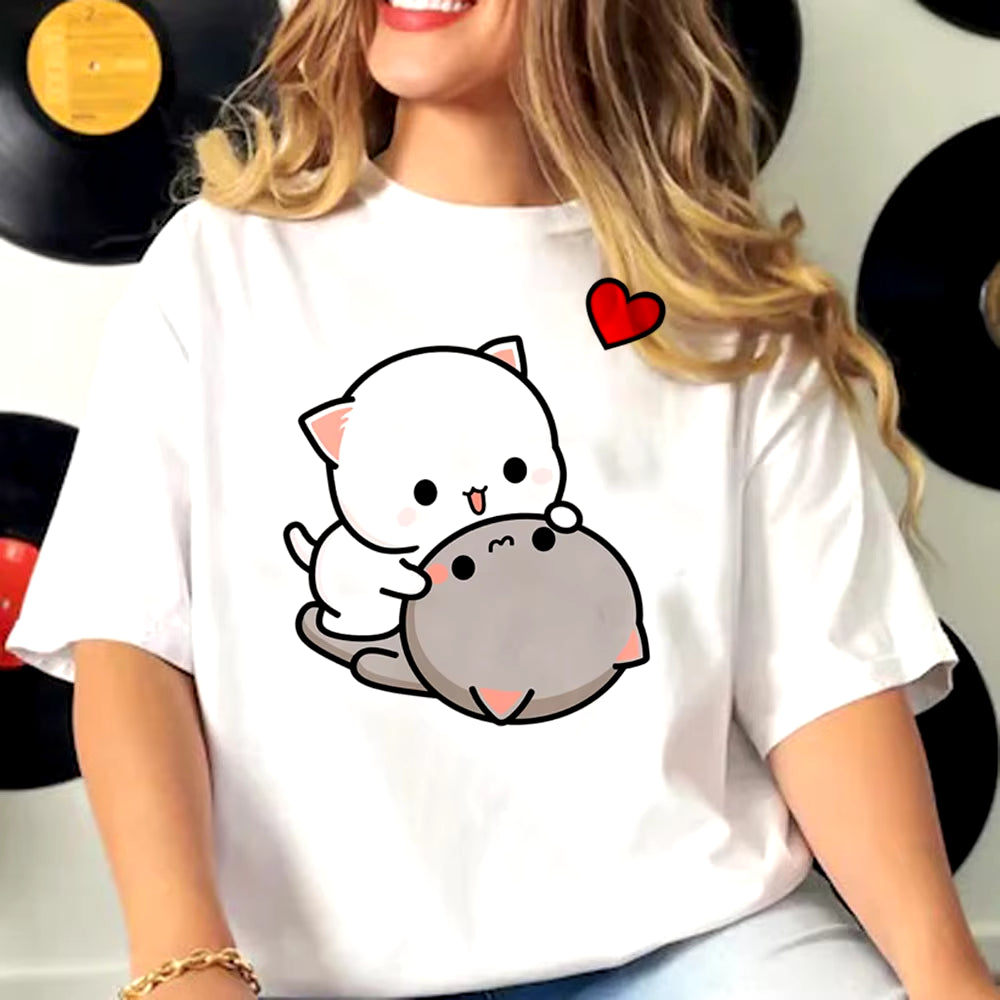 Bubu and Dudu T Shirt Women Comic T-Shirts Girl Y2K Funny Japanese Clothing